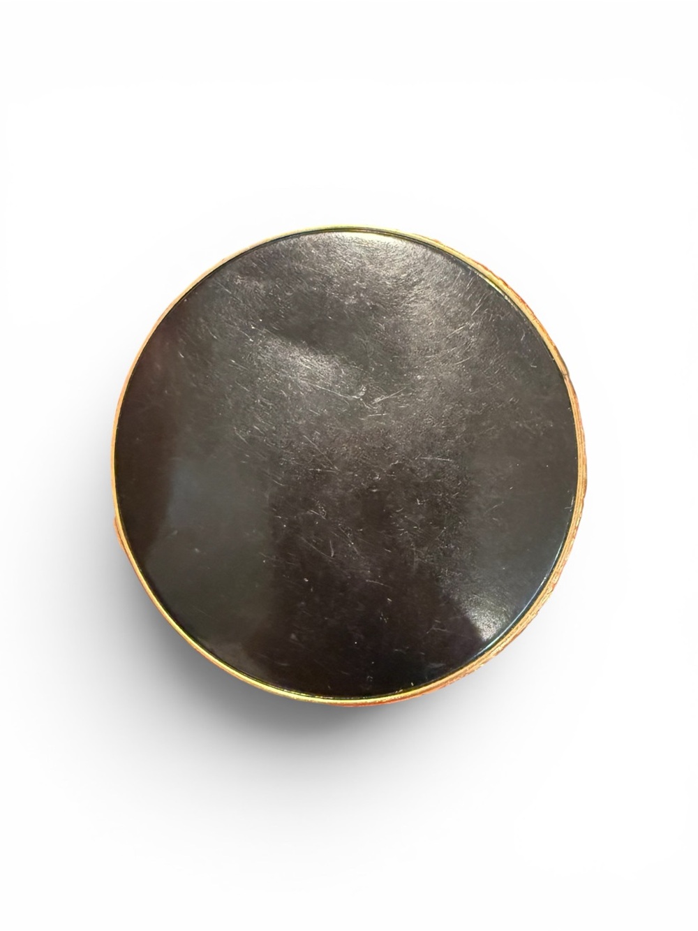 Vintage Black Enamel & Mother of Pearl Compact Powder Case Vanity Compact - Picture 2 of 6